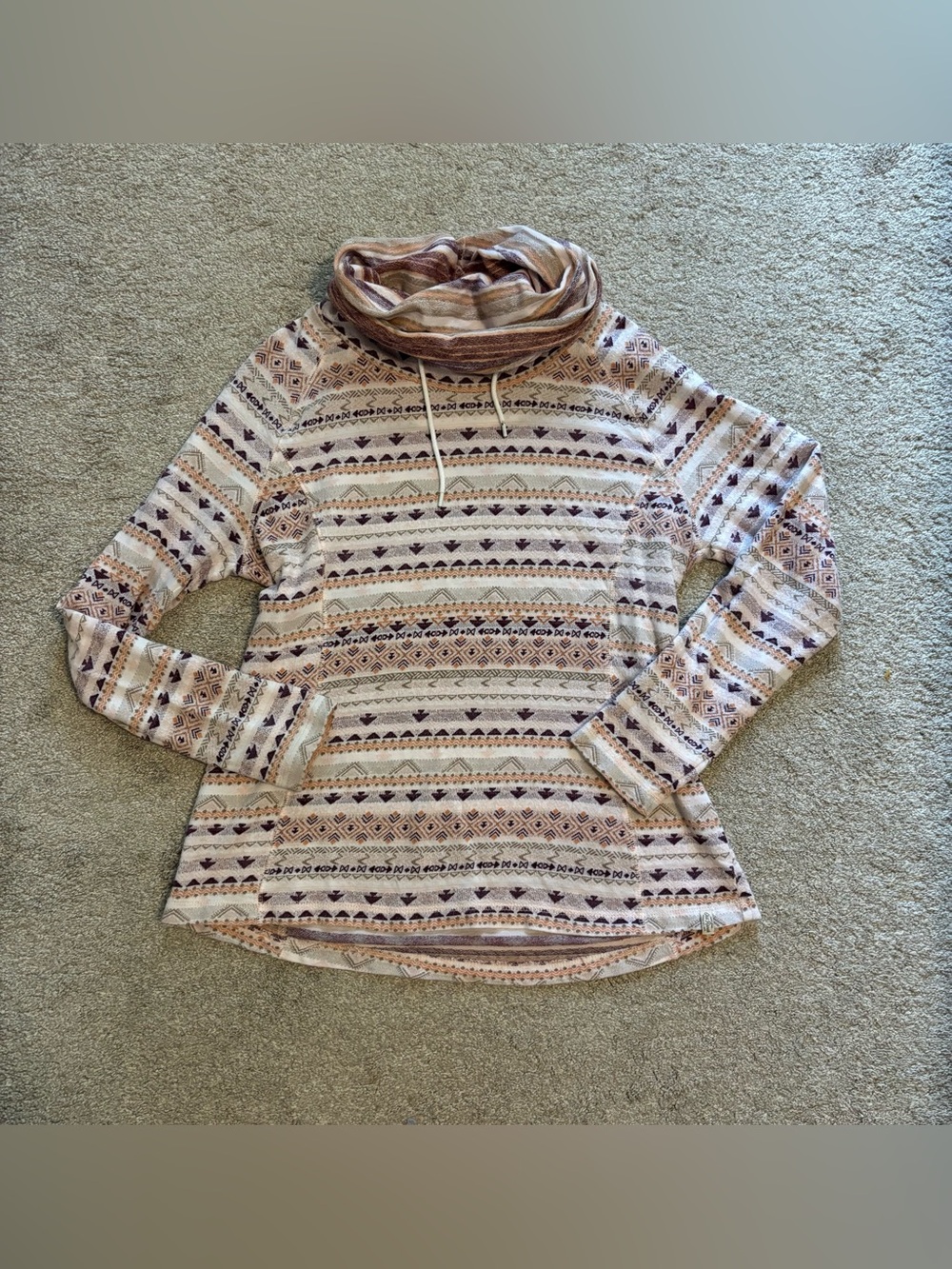 Women’s Cozy Striped Cowl-Neck Women's Sweater Size Large